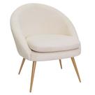 Poltrona Para Sala Rafa Pés Ouro Fosco Bouclé Off White - Nexta Casa