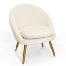Poltrona Para Sala Rafa Pés Palito Castanho Bouclé Off White - Nexta Casa