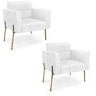 Poltrona Pé De Ferro Dourado Para Sala Kit 2 Elisa Corano Branco D03 - D'rossi Poltrona Pé De Ferro Dourado Para Sala Kit 2 Elisa Corano Branco D03 - D'rossi