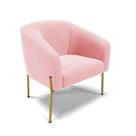 Poltrona Pé De Ferro Dourado Sala De Estar Stella Suede D03 - D'rossi Cor Rosa Bebê