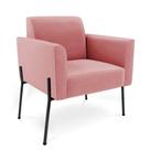 Poltrona Pé De Ferro Preto Para Sala Marisa Suede D03 - D'rossi Cor Rose