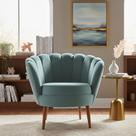 Poltrona Pétala De Veludo Luxo Decorativa Liberty Móveis Azul-Turquesa