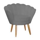 Poltrona Pétala Decorativa Suede Cinza Pés de Palito - Vallisa Decor.