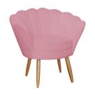 Poltrona Pétala Decorativa Suede Rosa Pés de Palito - Vallisa Decor.