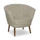 Poltrona Pétala Flor Decorativa Suede Bege
