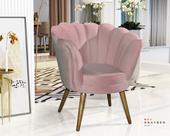 Poltrona Pétala floral decorativa com pés de madeira Rosê