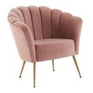 Poltrona Pétala Veludo Rosa Base Aço Dourado - DAF Mobiliário