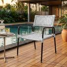 Poltrona Porã em Junco Sintético Aço Preto com Braços para Jardim Varanda Gourmet Lazer - Branco Poltrona Porã em Junco Sintético Aço Preto com Braços para Jardim Varanda Gourmet Lazer - Branco