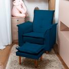 Poltrona Presente Para Dia das Mães Luna Com Puff Veludo Azul Marinho Liso Tana Decor