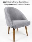 Poltrona Prisma Bouclé Cinza Design Moderno Conforto Premium para Sala e Quarto