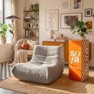 Poltrona Puff Design Retro 1973 em Boucle Macio e Confortável Sofá na Caixa