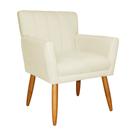 Poltrona Recepção Cecília Suede Marfim - Vallisa Decor