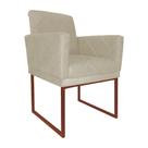 Poltrona Recepção Klara Suede Marfim Base Industrial Cobre - Vallisa Decor Poltrona Recepção Klara Suede Marfim Base Industrial Cobre - Vallisa Decor