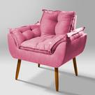 Poltrona Recepção Opala Suede Rosa Pés Palitos - Belliv Decor
