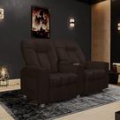Poltrona Reclinável 2 Lugares para Sala de Cinema Arsenal PU Marrom G23 - Encantum