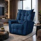 Poltrona Reclinavel Do Mamãe Carinho Veludo Azul Marinho