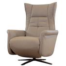 Poltrona Reclinável Eleve Domann Design Couro Natural e PU Cinza Motorizada com Base de Metal