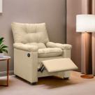 Poltrona Reclinável Imperador Couro Facto Bege Areia - SOFA STORE