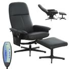 Poltrona Reclinável Massageadora Aquecimento Apoio Pés Cadeira Papai Relaxante Preta Importway Iwm02