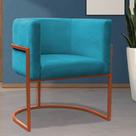 Poltrona Reforçada Decorativa Sala Carla Base Ferro Bronze Suede