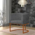 Poltrona Reforçada Decorativa Sala Estar Jantar Gabriela Base Ferro Bronze Suede
