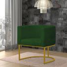 Poltrona Reforçada Decorativa Sala Estar Jantar Gabriela Base Ferro Dourado Suede