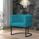 Poltrona Reforçada Decorativa Sala Estar Jantar Gabriela Base Ferro Preta Suede
