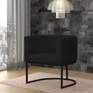 Poltrona Reforçada Decorativa Sala Gabriela Base Ferro Preta Suede