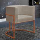 Poltrona Reforçada Decorativa Sala Nayara Base Ferro Bronze Suede