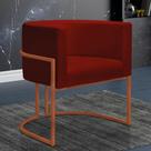 Poltrona Reforçada Decorativa Sala Nayara Base Ferro Bronze Suede Marsala