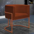 Poltrona Reforçada Decorativa Sala Nayara Base Ferro Bronze Suede Terracota
