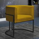 Poltrona Reforçada Decorativa Sala Nayara Base Ferro Preto Suede Amarelo