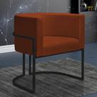 Poltrona Reforçada Decorativa Sala Nayara Base Ferro Preto Suede Terracota