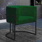 Poltrona Reforçada Decorativa Sala Nayara Base Ferro Preto Suede Verde