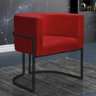 Poltrona Reforçada Decorativa Sala Nayara Base Ferro Preto Suede Vermelho
