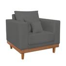 Poltrona Reforçada Suede Pés e Base Madeira com Almofadas Poltrona Reforçada Suede Pés e Base Madeira com Almofadas