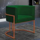 Poltrona Reforçadas Decorativa Sala Nayara Base Ferro Bronze Suede