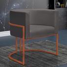 Poltrona Reforçadas Decorativa Sala Nayara Base Ferro Bronze Suede