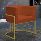 Poltrona Reforçadas Decorativa Sala Nayara Base Ferro Dourada Suede