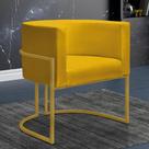 Poltrona Reforçadas Decorativa Sala Nayara Base Ferro Dourada Suede Poltrona Reforçadas Decorativa Sala Nayara Base Ferro Dourada Suede