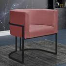 Poltrona Reforçadas Decorativa Sala Nayara Base Ferro Preta Suede