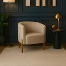 Poltrona Requinte Linho Elegante Pés Madeira Sala Escritório