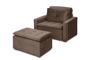 Poltrona Retrátil/Reclinável + Puff Filadélfia Marrom REC ESTOFADOS Poltrona Retrátil/Reclinável + Puff Filadélfia Marrom REC ESTOFADOS