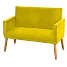 Poltrona Romântica Namoradeira Estofada Pés Retrô Suede Amarelo