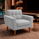 Poltrona Sala de Estar Bia Pés Palito Suede Cinza M3 - Monari Design