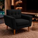 Poltrona Sala de Estar Bia Pés Palito Suede Preto M3 - Monari Design Poltrona Sala de Estar Bia Pés Palito Suede Preto M3 - Monari Design