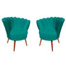Poltrona Sala de Estar Decorativa Kit 2 Cadeira Estofada Pé Palito Celine