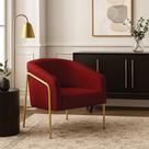 Poltrona Sala De Estar Industrial Alta Dourado Stella Veludo Marsala D03 - D'rossi