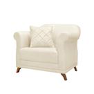 Poltrona Sala de Estar Pé de Madeira Julieta Linho Natural S04 - D'Rossi