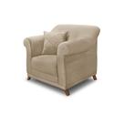 Poltrona Sala de Estar Pé de Madeira Julieta Suede Bege S04 - D'Rossi